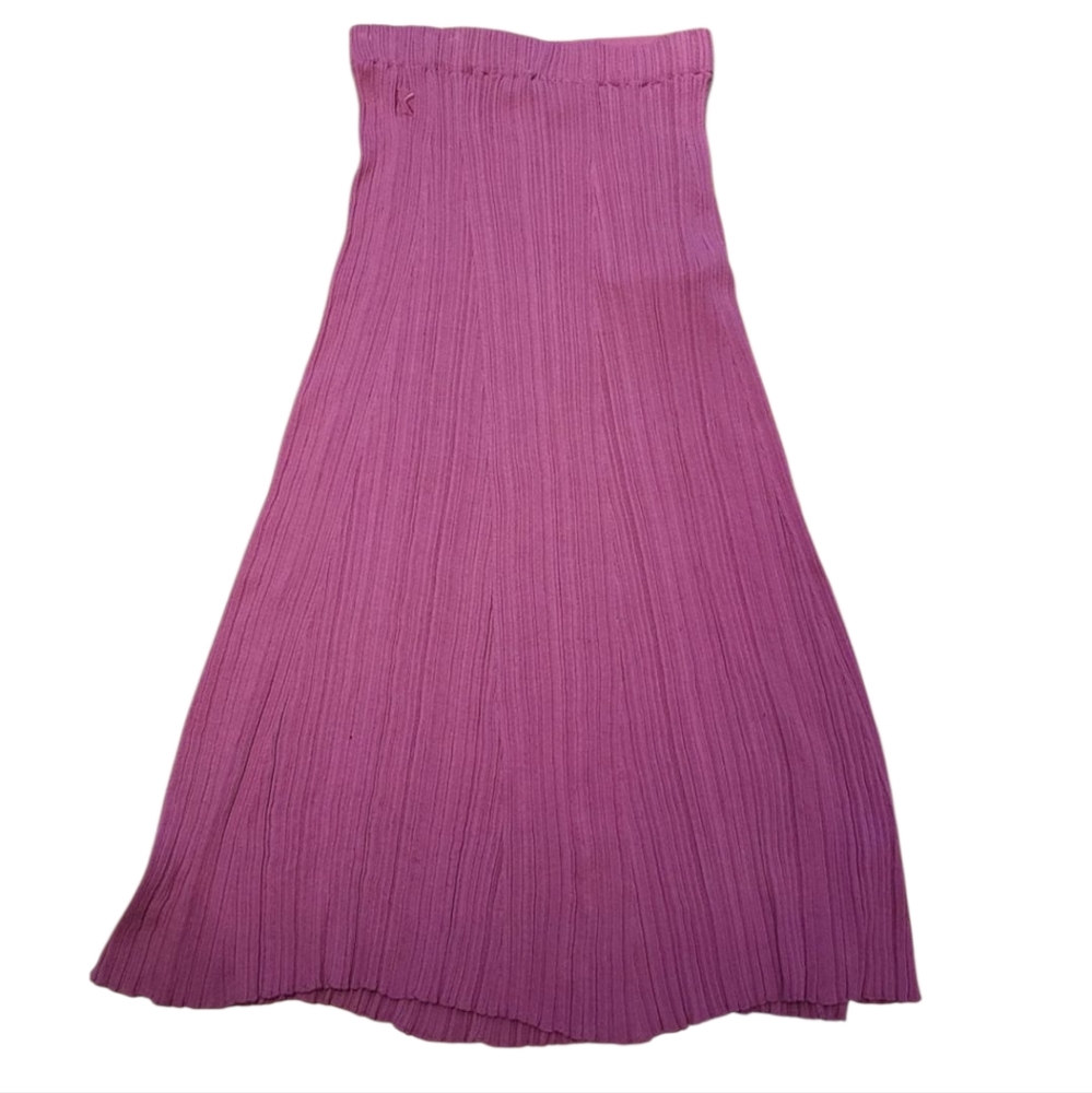NWT Kenzo Skirt M Knit Micro Pleated Midi Pink High Rise Barbiecore Stretchy